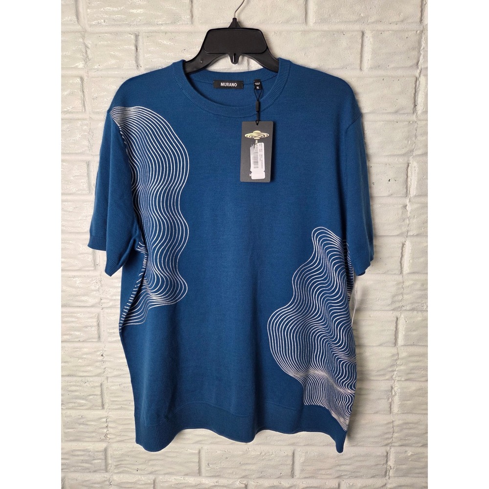 NWT Murano Interdimensional sweater Men's size XL short sleeve Blue Acrylic NWT